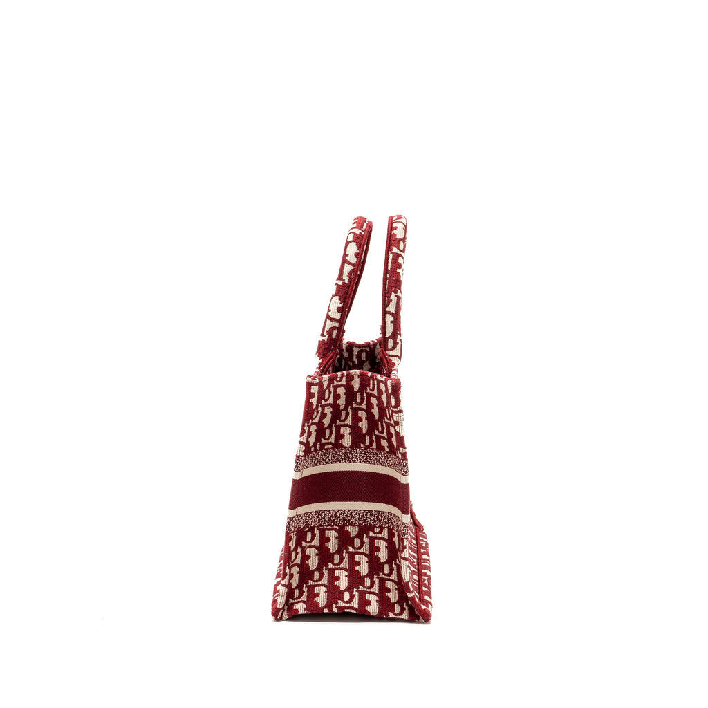 DIOR SMALL BOOK TOTE OBLIQUE EMBROIDERY CANVAS RED