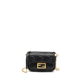 FENDI MINI BAGUETTE BAG FF MOTIF NAPPA LEATHER BLACK GHW