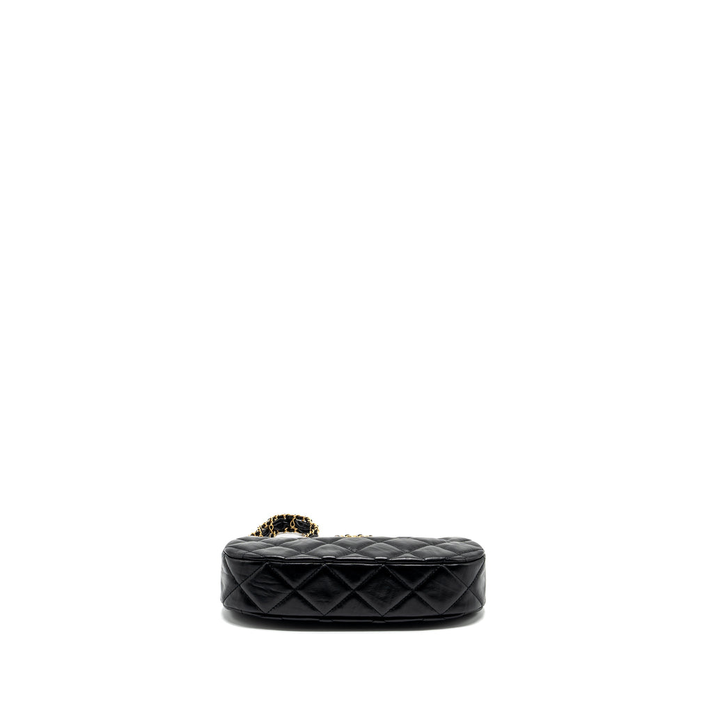 CHANEL 23K 19 HOBO SHOULDER BAG CALFSKIN BLACK GHW (MICROCHIP)