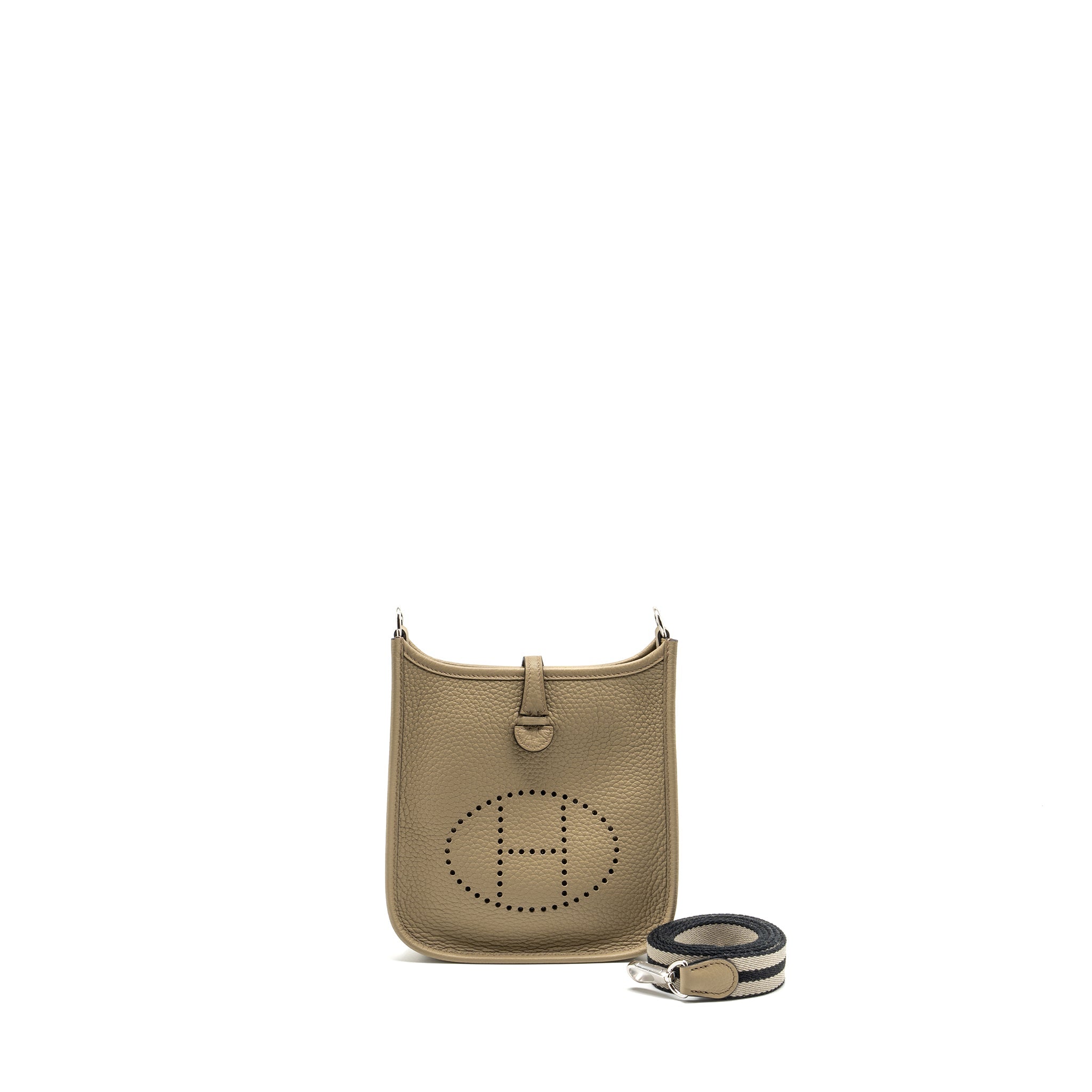 HERMES MINI EVELYN CLEMENCE BEIGE MARFA WITH MULTICOLOUR STRAP SHW