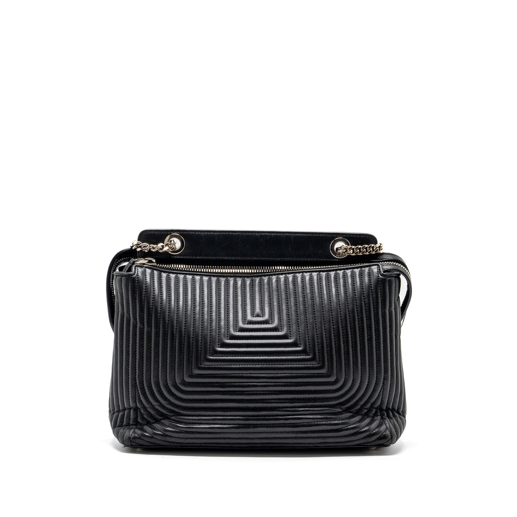 FENDI DOCTOM CHAIN SHOULDER BAG LEATHER BLACK SHW