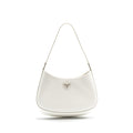 PRADA CLEO SHOULDER BAG BRUSHED LEATHER WHITE SHW