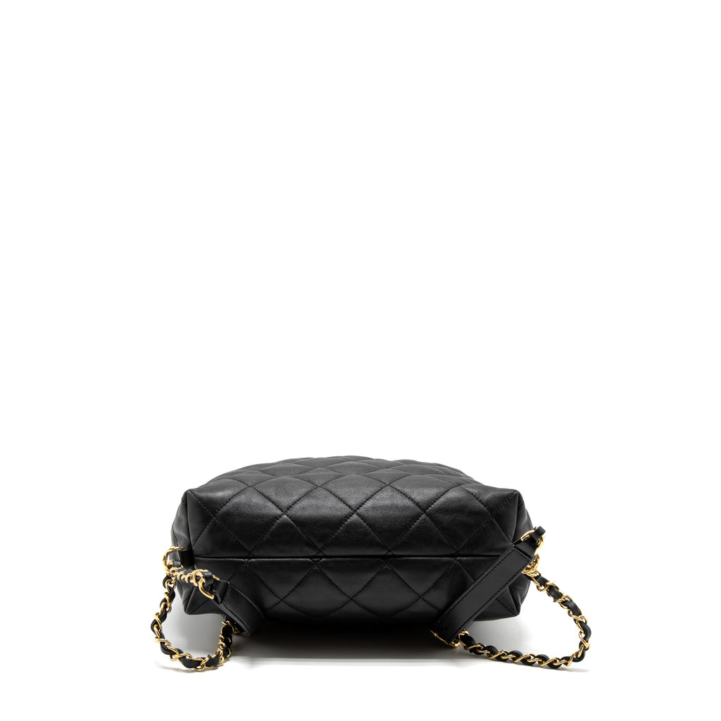 CHANEL 22B HOBO BAG LAMBSKIN BLACK BRUSHED GHW (MICROCHIP)