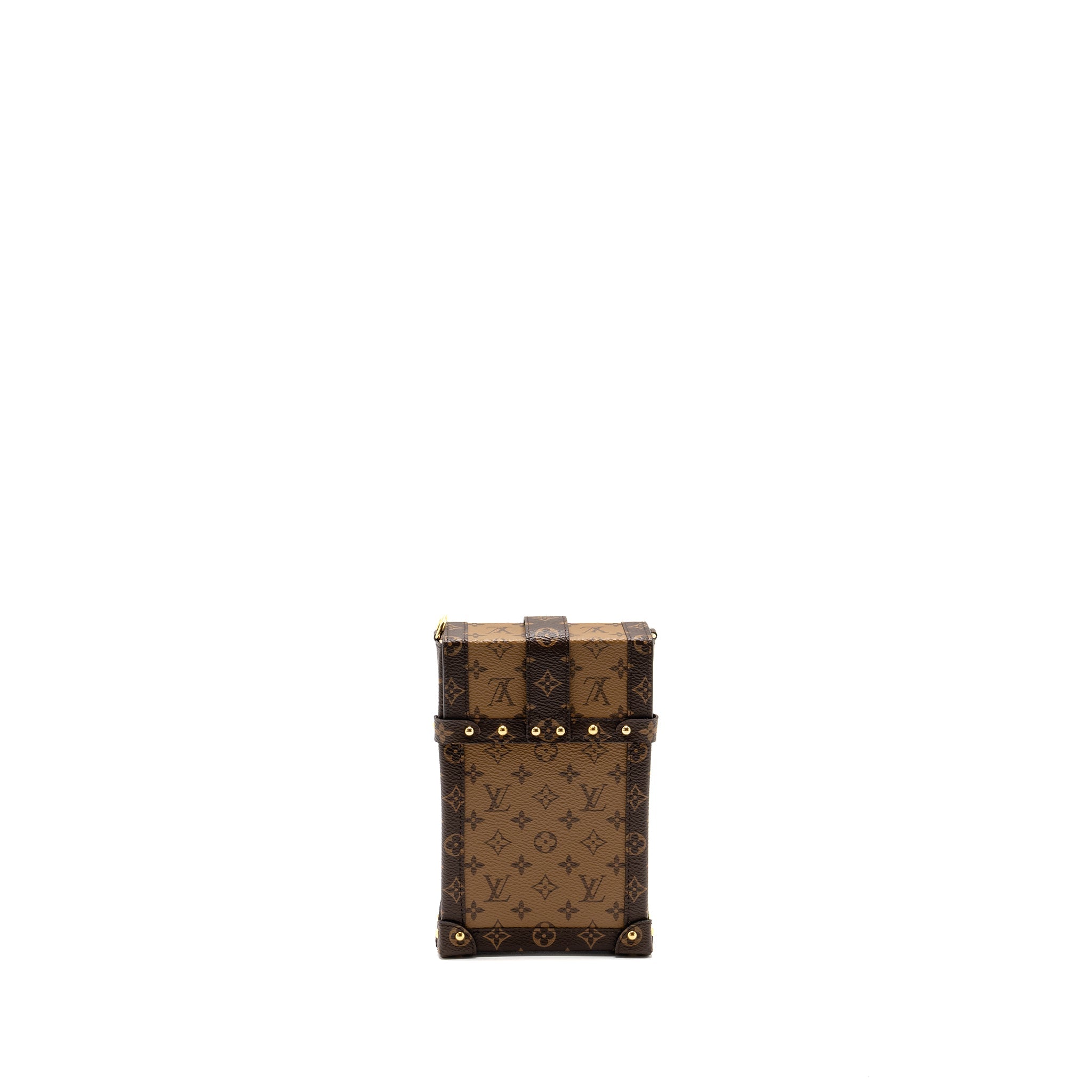LOUIS VUITTON VERTICAL TRUNK POCHETTE WITH CHAIN MONOGRAM REVERSE CANVAS GHW