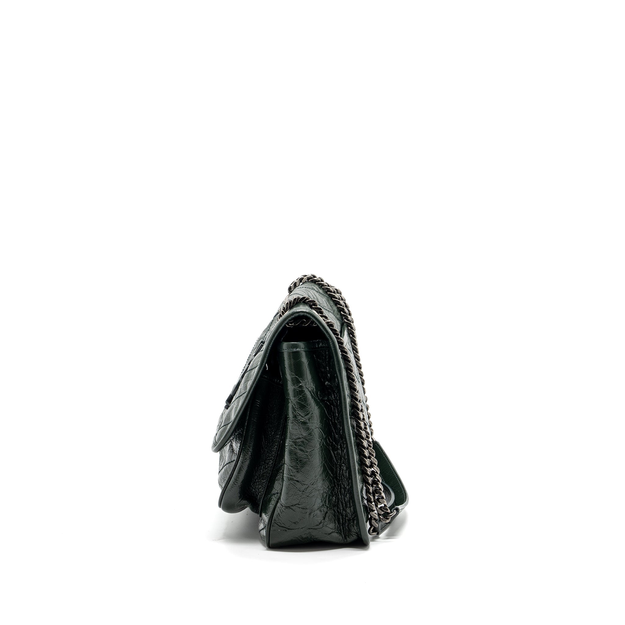 SAINT LAURENT MEDIUM NIKI CALFSKIN GREEN RUTHENIUM HARDWARE