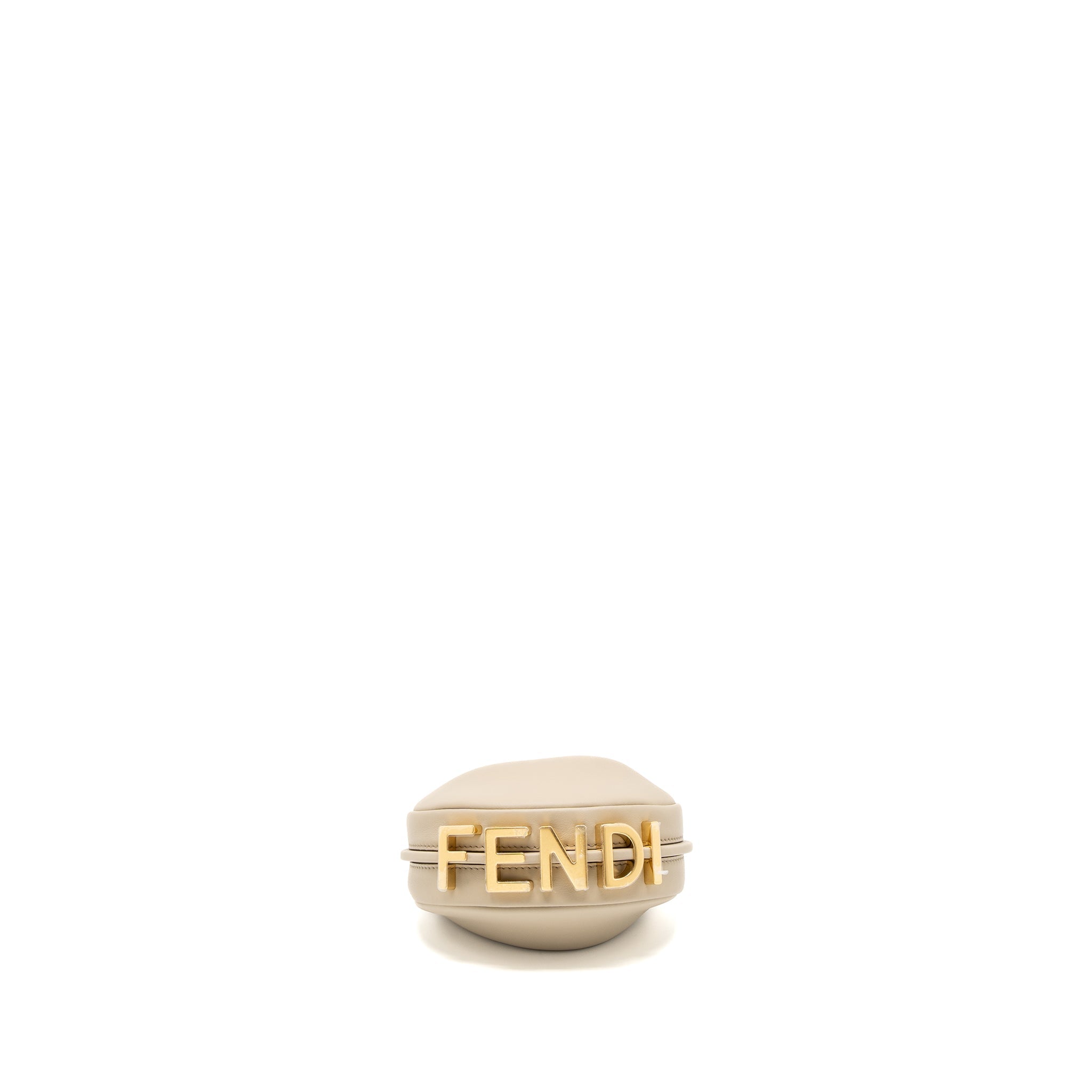 FENDI NANO FENDIGRAPHY LEATHER CHARM CALFSKIN BEIGE GHW