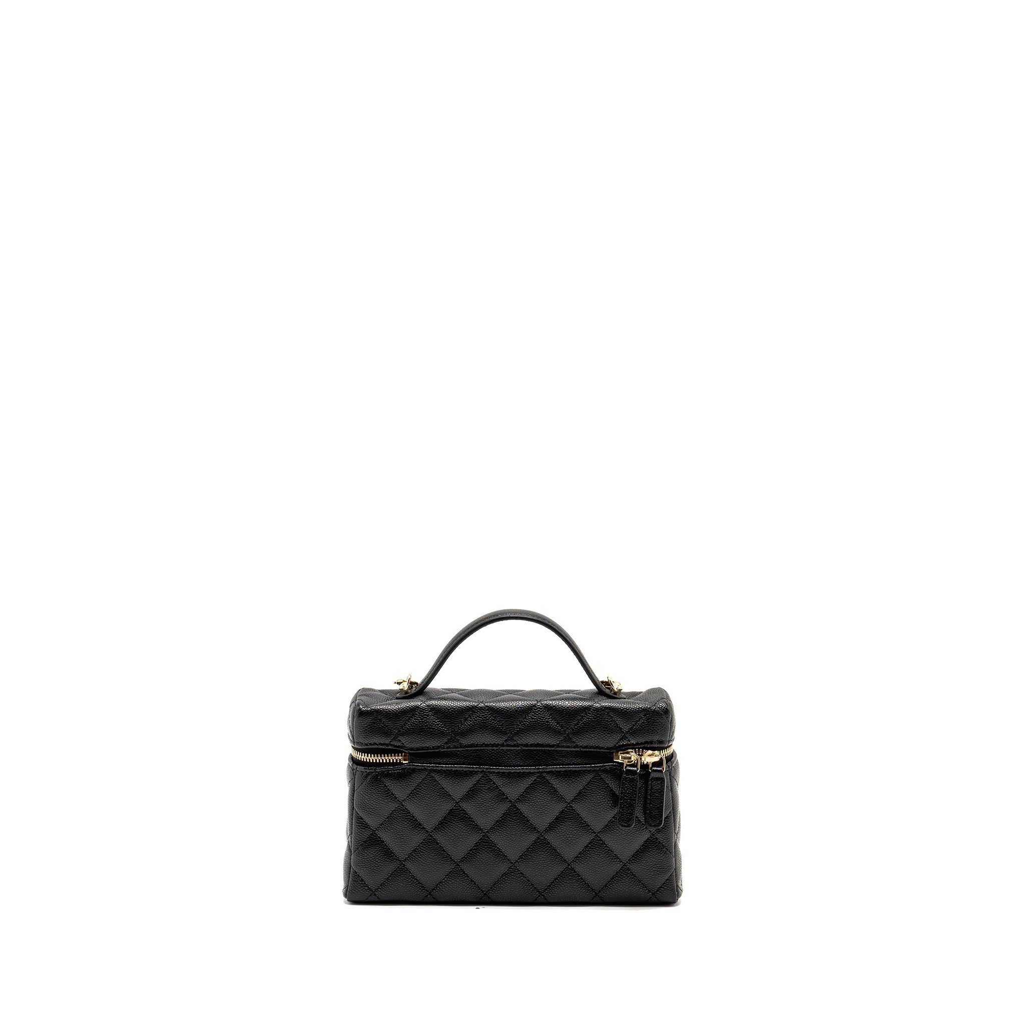 CHANEL CC TOP HANDLE VANITY BAG CAVIAR BLACK LGHW (MICROCHIP)