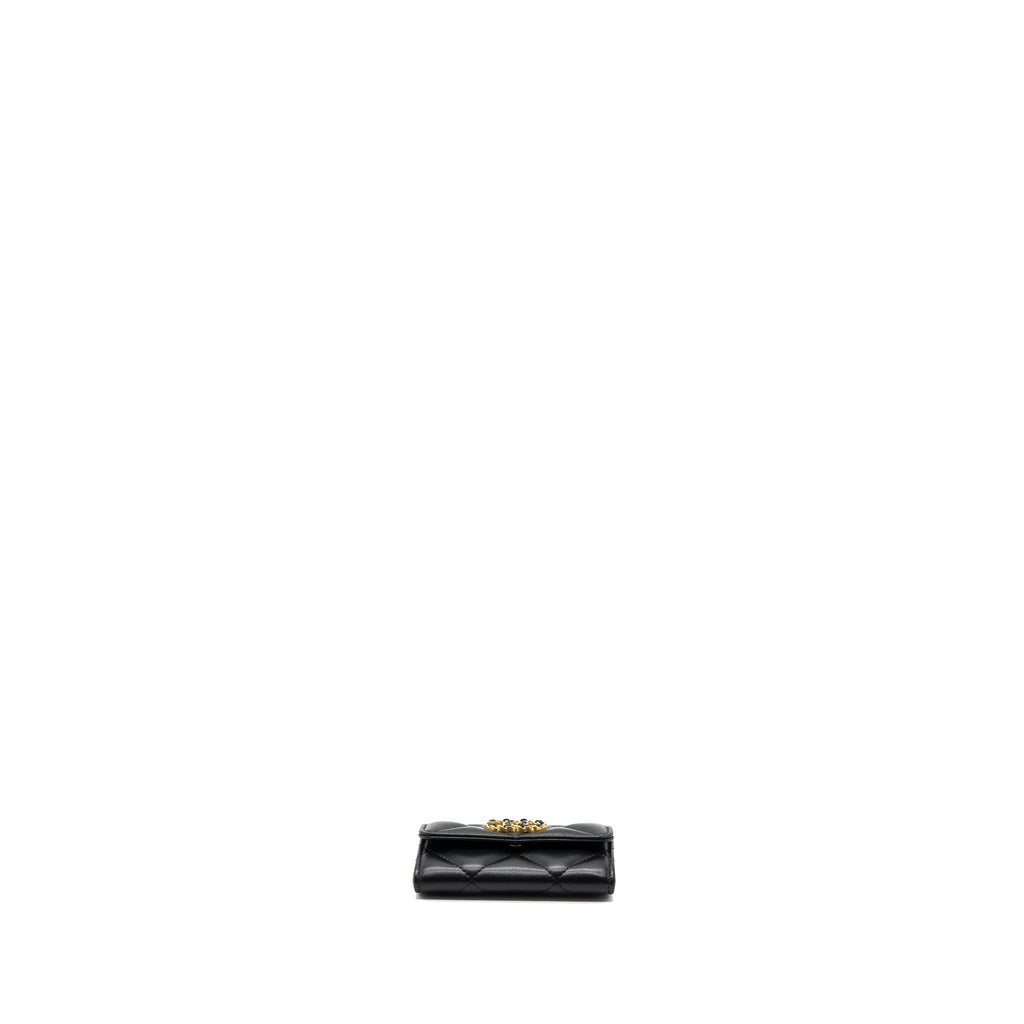 CHANEL 19 FLAP CARD HOLDER LAMBSKIN BLACK GHW (MICROCHIP)