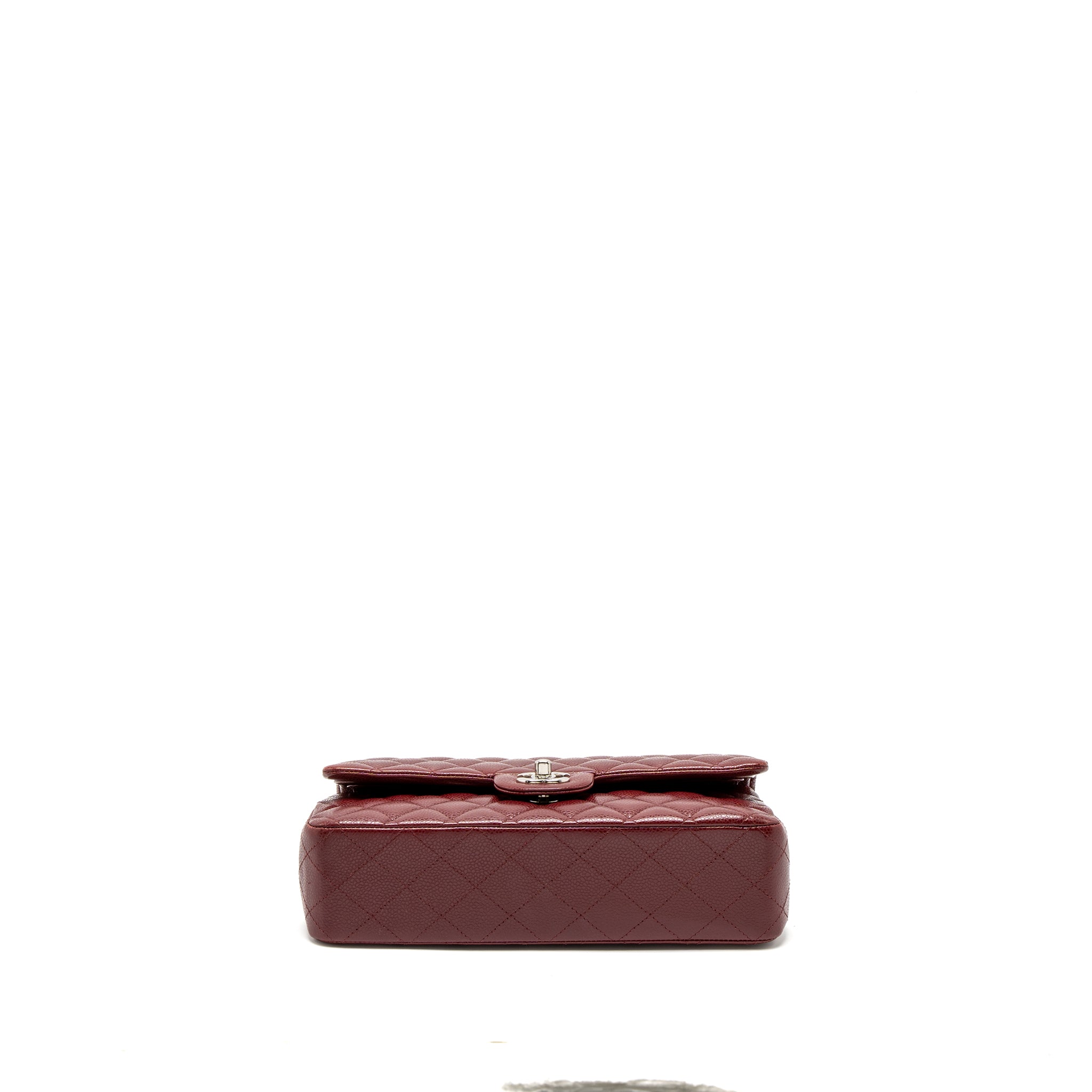 CHANEL MEDIUM CLASSIC DOUBLE FLAP BAG CAVIAR DARK RED SHW