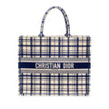 DIOR LARGE BOOK TOTE LINEN BLUE CANVAS