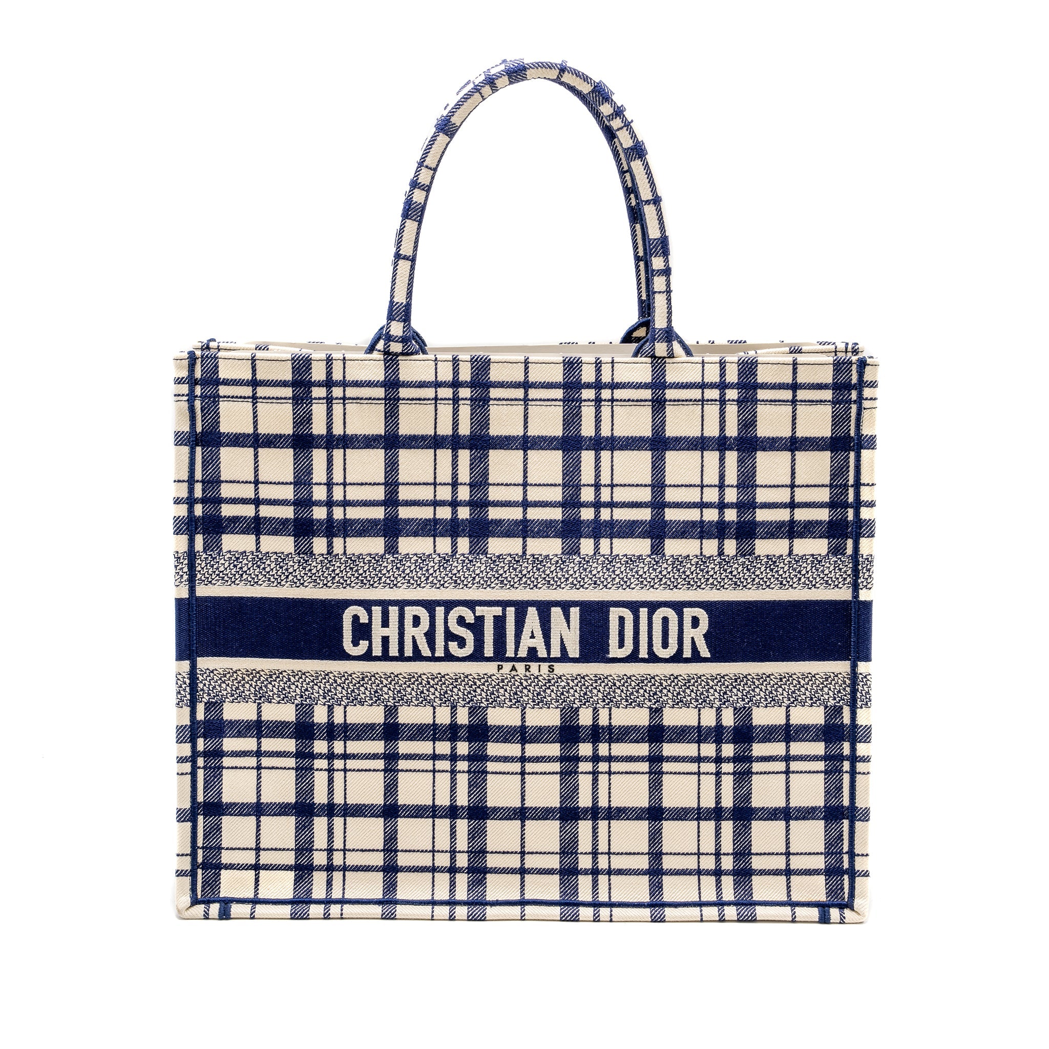 DIOR LARGE BOOK TOTE LINEN BLUE CANVAS