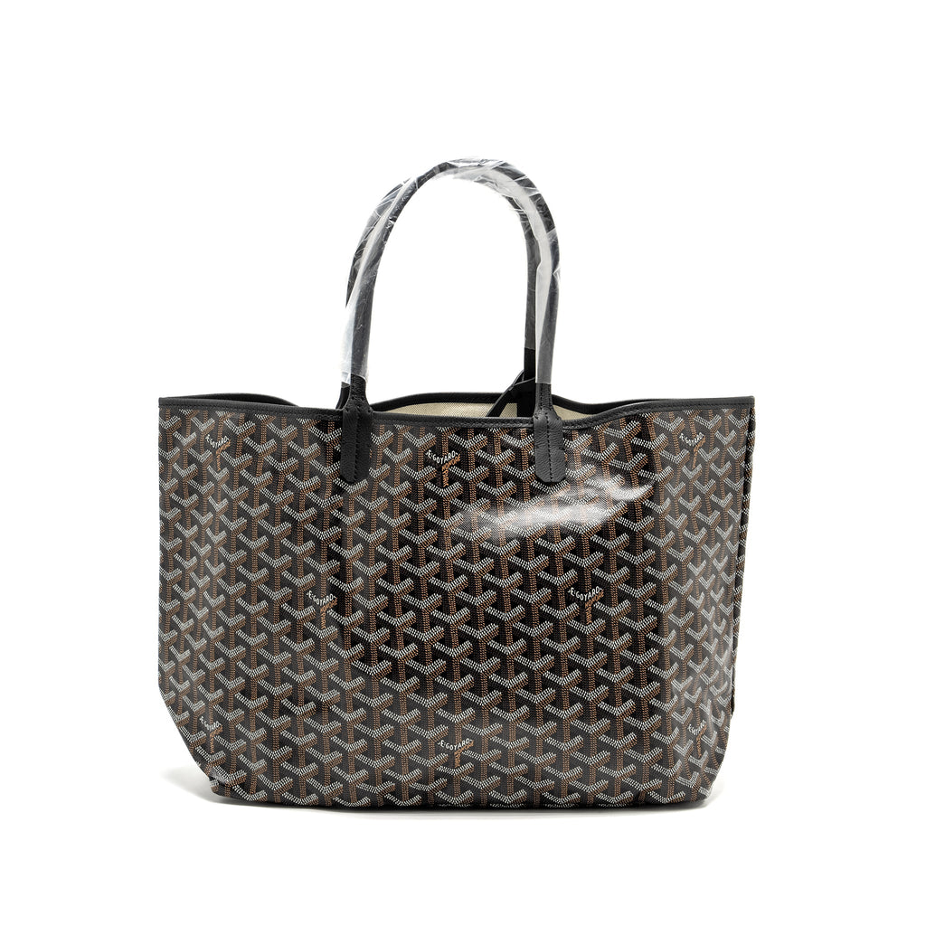 GOYARD SAINT LOUIS PM TOTE BAG GOYARDINE CANVAS/CALFSKIN BLACK SHW