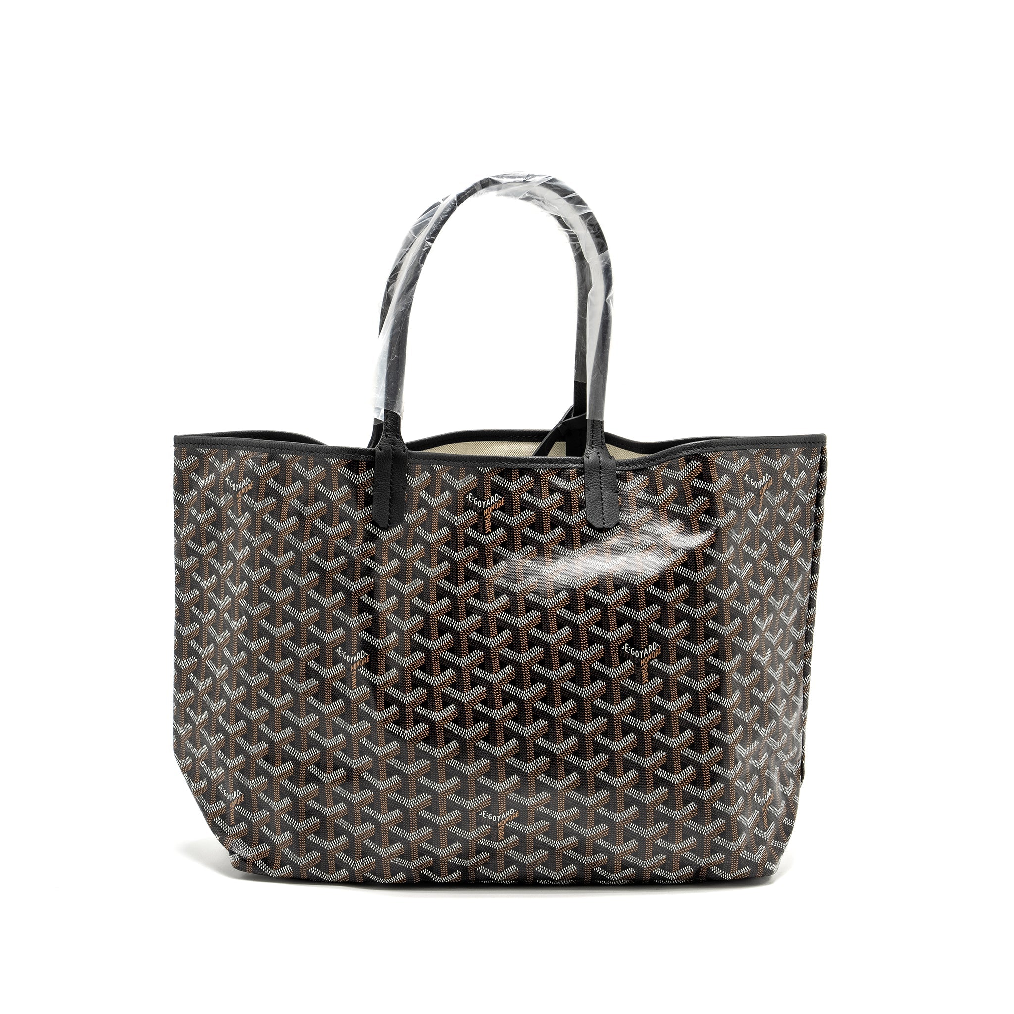 GOYARD SAINT LOUIS PM TOTE BAG GOYARDINE CANVAS/CALFSKIN BLACK SHW
