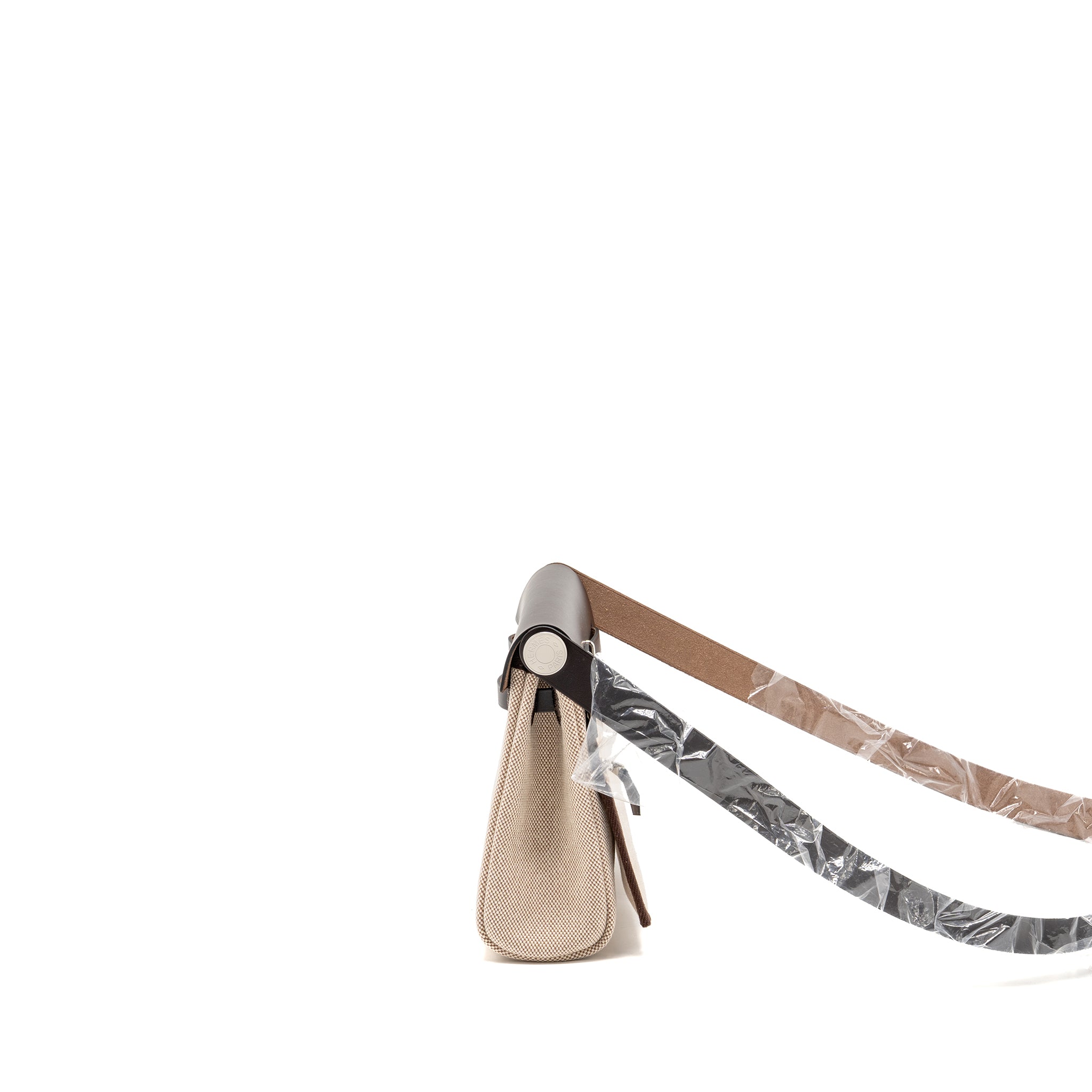 HERMES HERBAG MINI CANVAS/HUNTER LEATHER ECRU-BEIGE/EBENE SHW