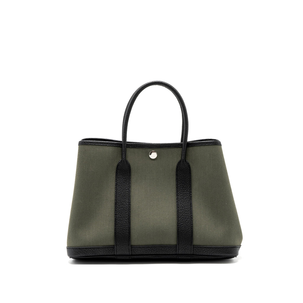HERMES GARDEN PARTY 30 CANVAS / NEGONDA VERT DE CRIS / BLACK SHW