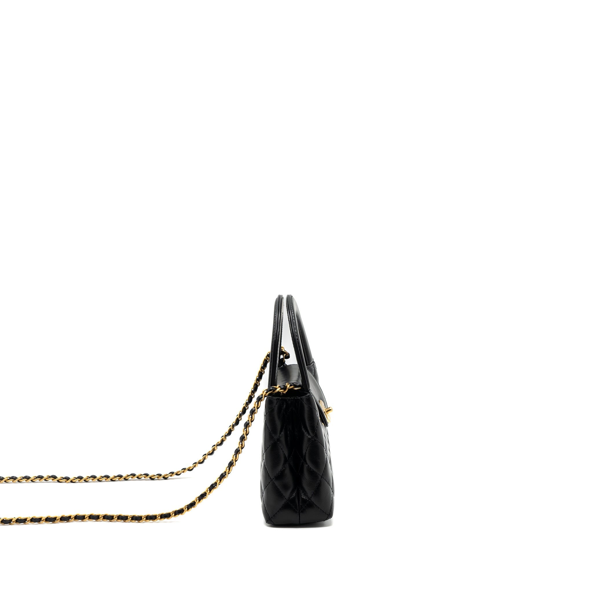 CHANEL 23K MINI SHOPPING TOTE CALFSKIN BLACK BRUSHED GHW(MICROCHIP)