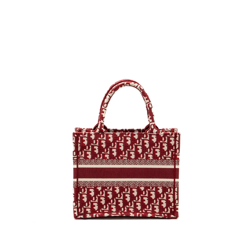 DIOR SMALL BOOK TOTE OBLIQUE EMBROIDERY CANVAS RED