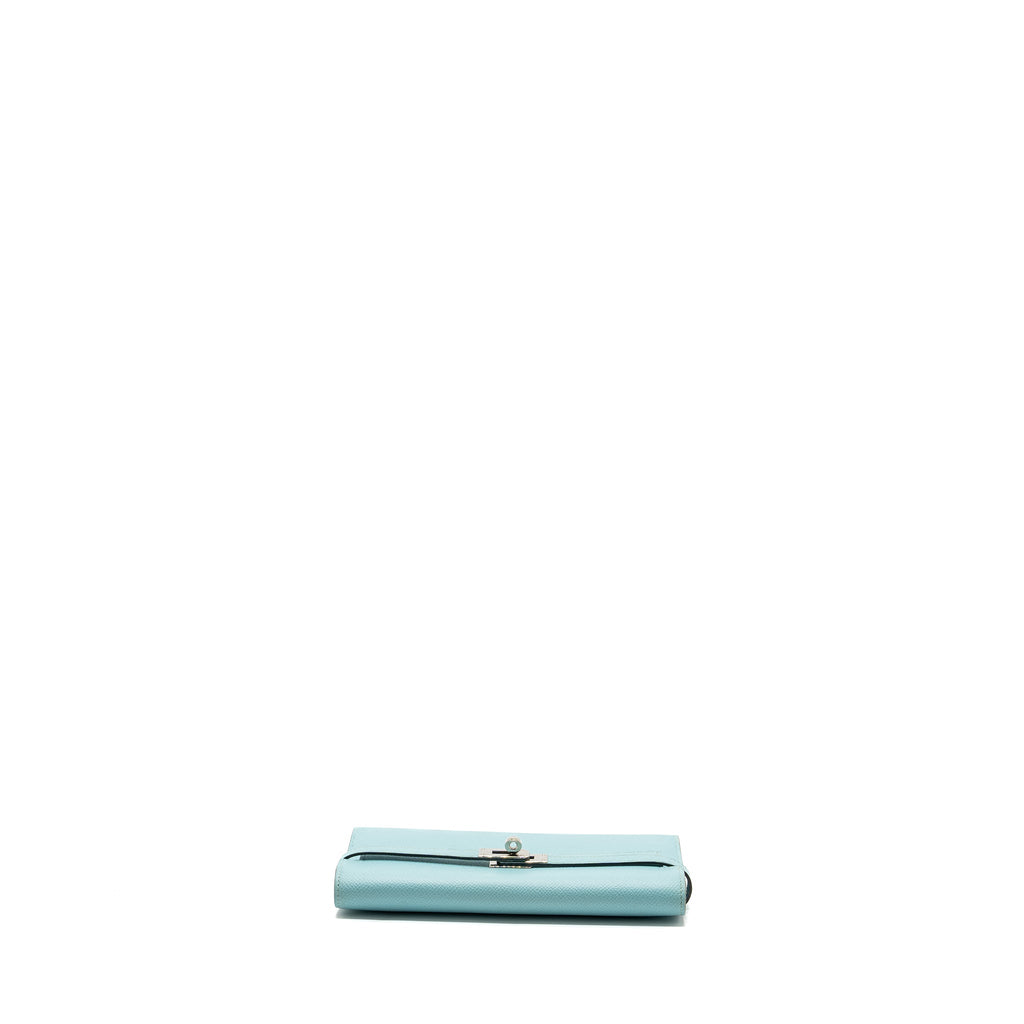 HERMES KELLY LONG WALLET EPSOM LIGHT BLUE SHW