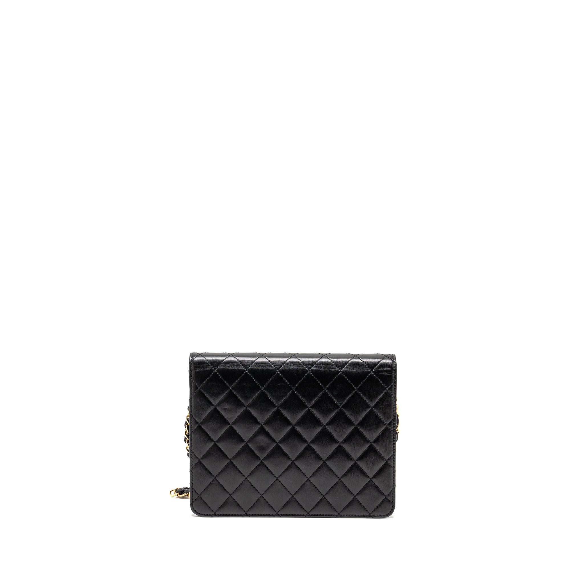 CHANEL VINTAGE SQUARE FLAP CHAIN BAG LAMBSKIN BLACK GHW