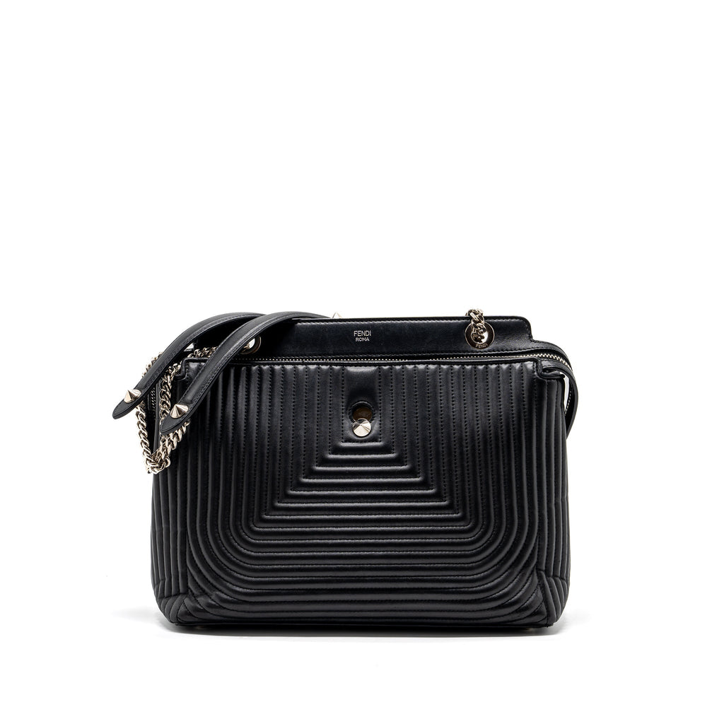 FENDI DOCTOM CHAIN SHOULDER BAG LEATHER BLACK SHW