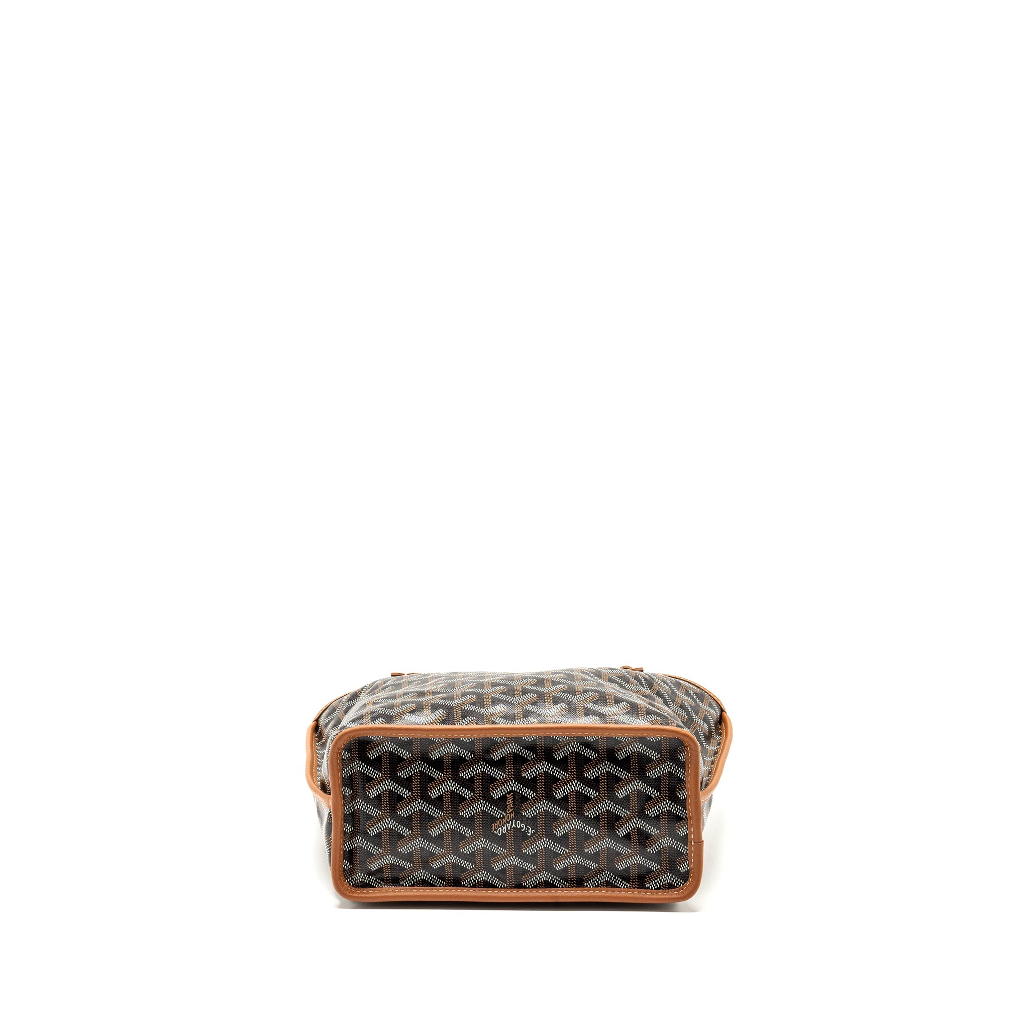 GOYARD ANJOU MINI TOTE BAG GOYARDLINE CANVAS/CALFSKIN BLACK/TAN SHW