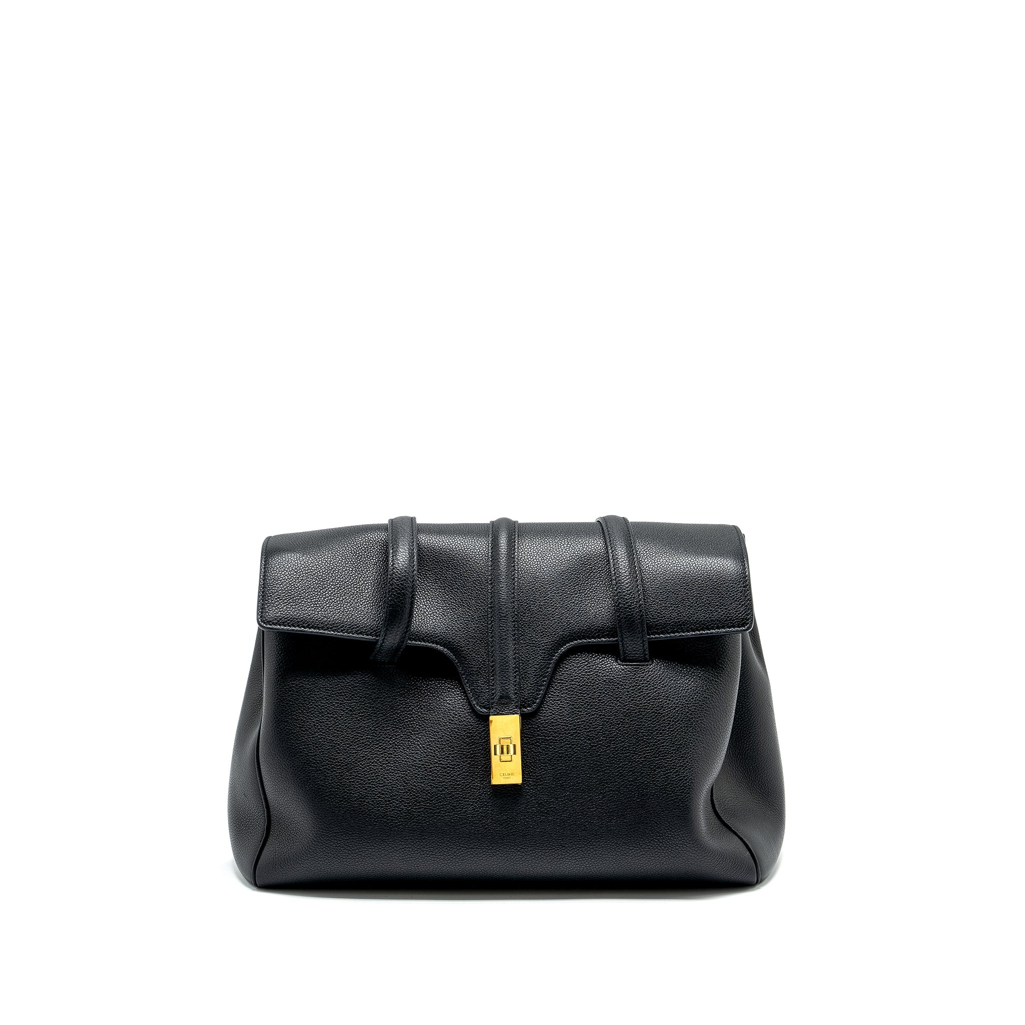 CELINE MEDIUM SOFT 16 BAG GRAINED CALFSKIN BLACK GHW