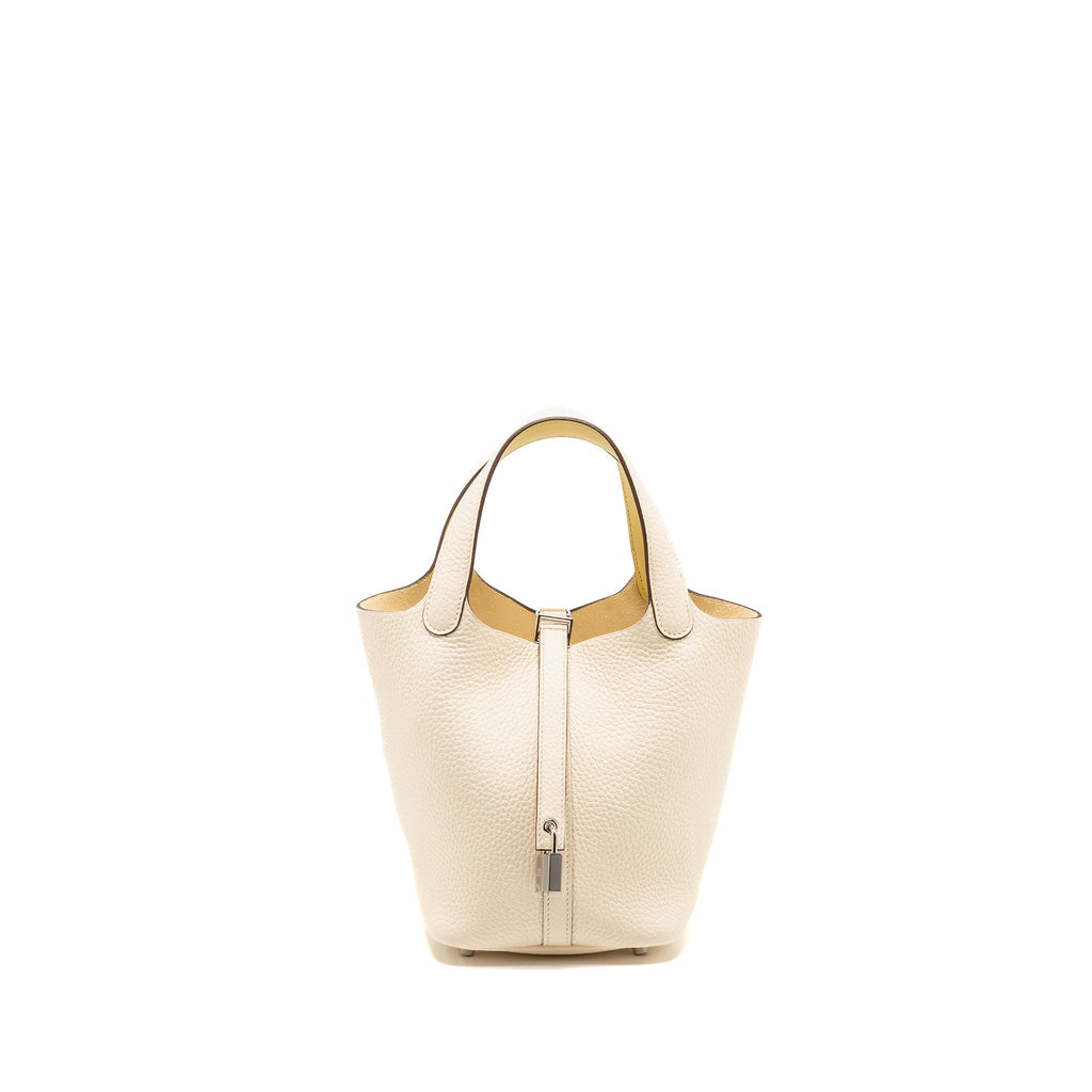 HERMES PICOTIN 18 LOCK BAG CLEMENCE NATA/JAUNE POUSSIN SHW
