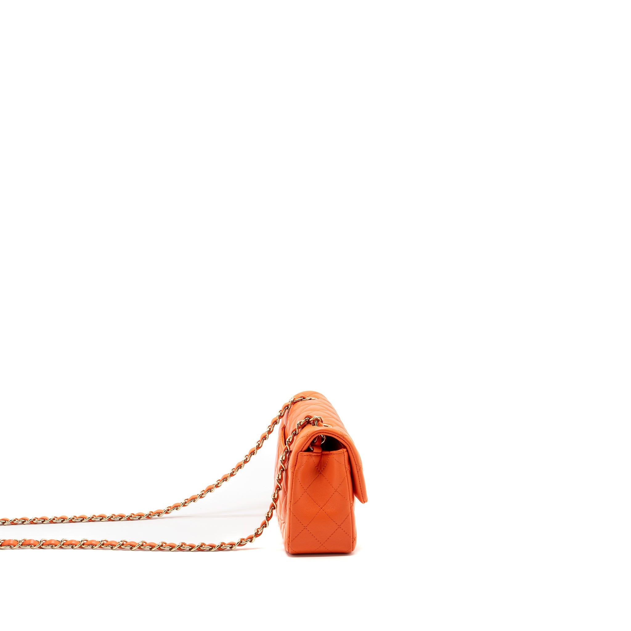 CHANEL MINI RECTANGULAR FLAP BAG LAMBSKIN ORANGE SHW