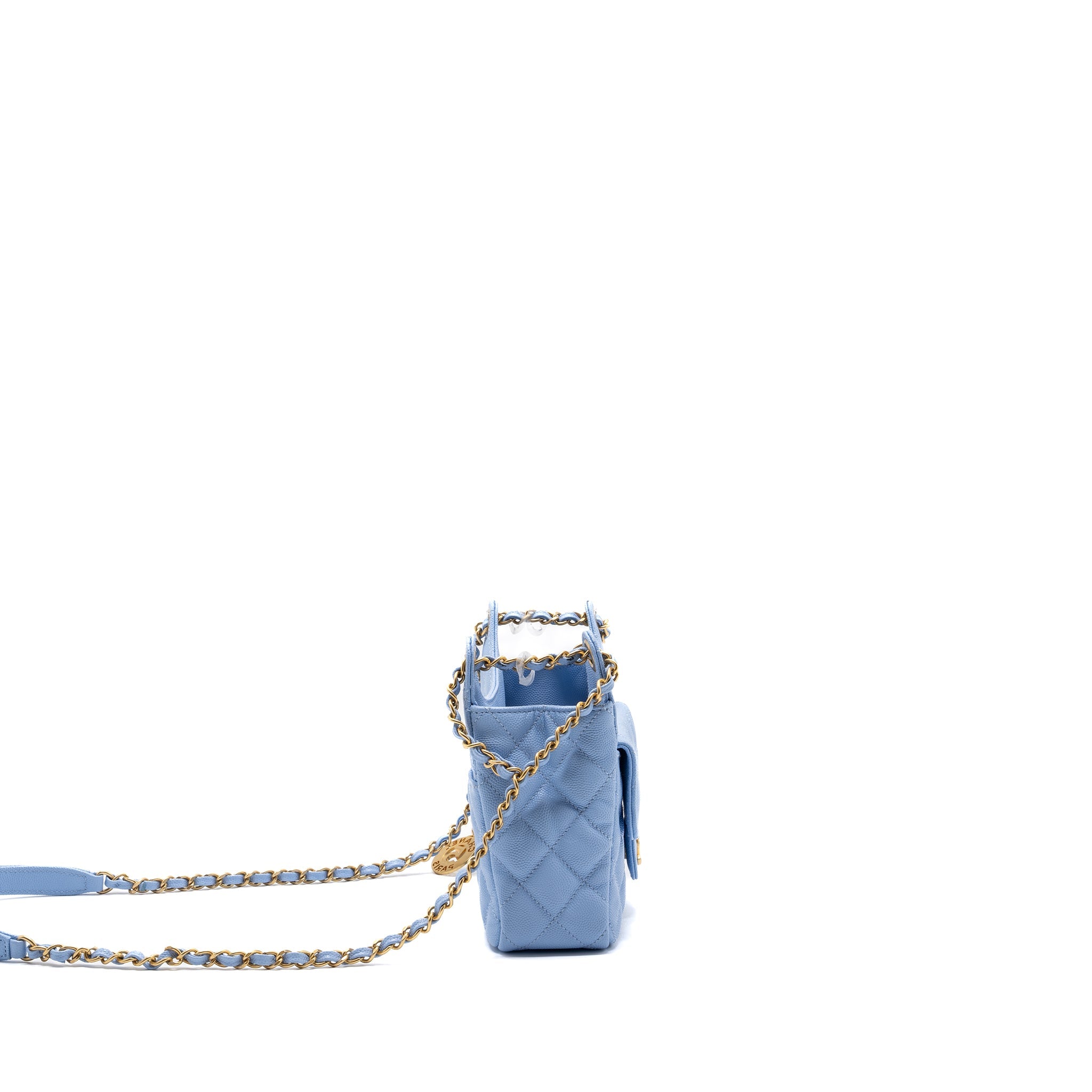 CHANEL 23C SMALL HOBO BAG CAVIAR LIGHT BLUE GHW(MICROCHIP)