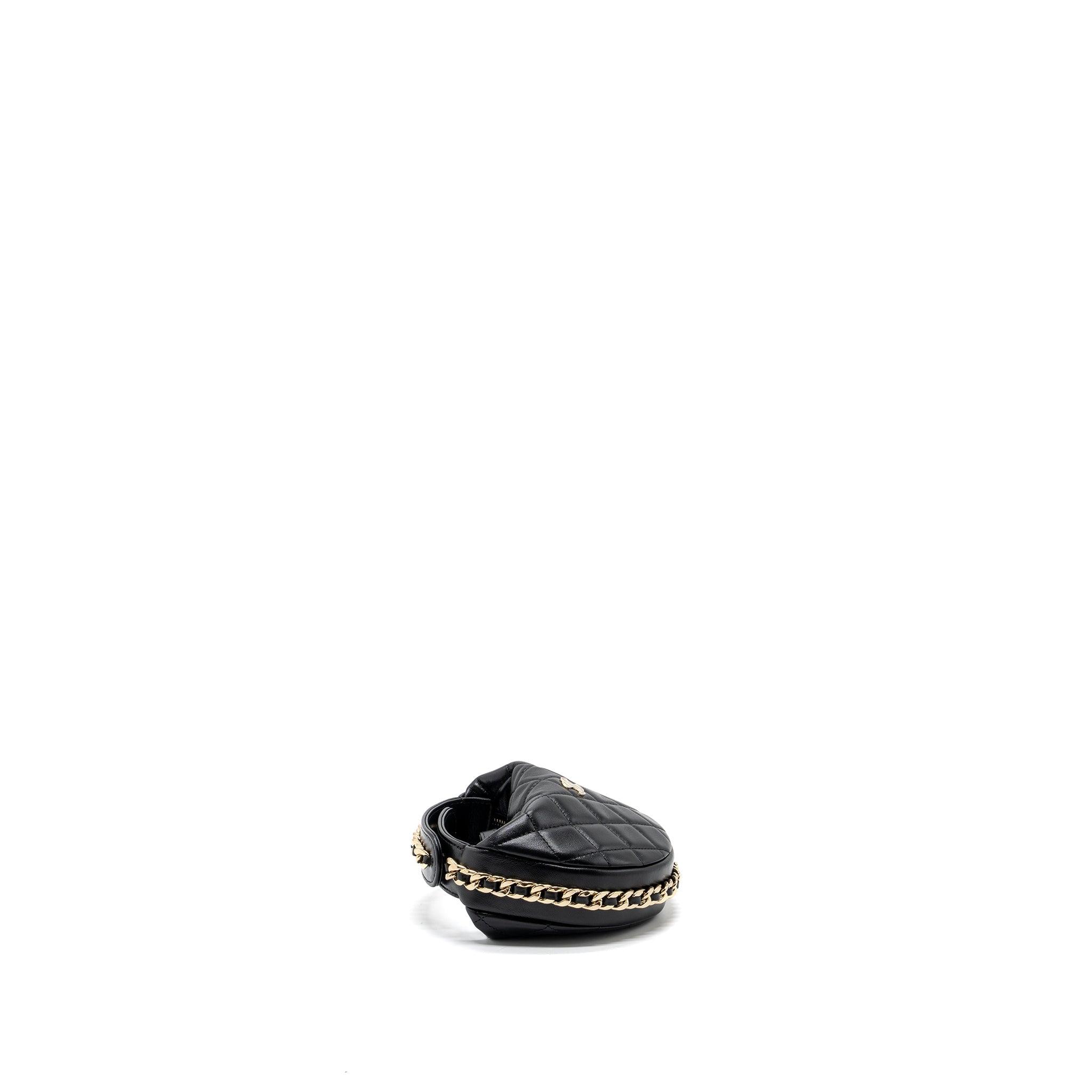 CHANEL 23C ROUND CLUTCH LAMBSKIN BLACK GHW (MICROCHIP)