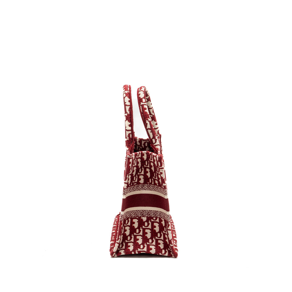 DIOR SMALL BOOK TOTE OBLIQUE EMBROIDERY CANVAS RED