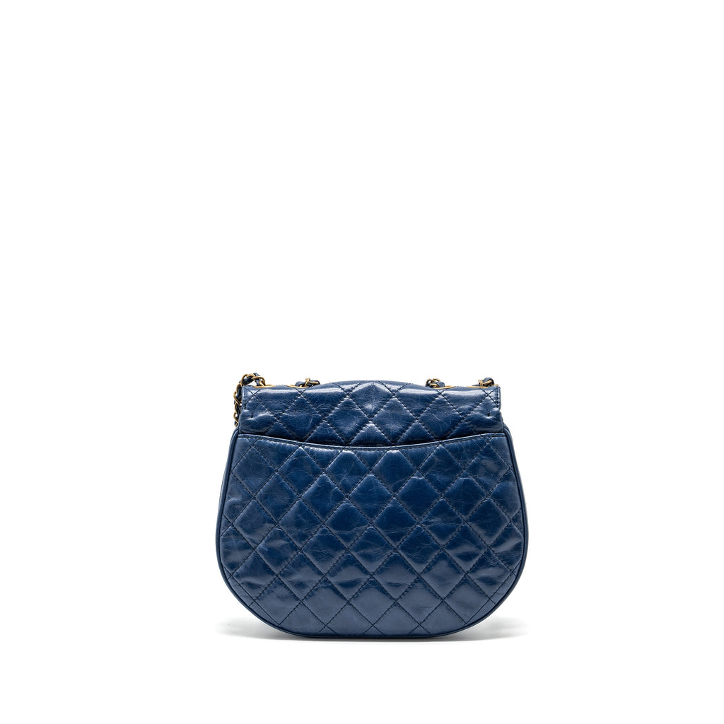 CHANEL QUILTED LARGE FLAP BAG CALFSKIN BLUE GHW