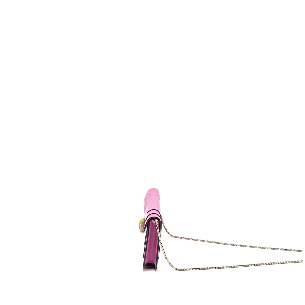 BVLGARI SERPENTI FOREVER CLUTCH WITH CHAIN CALFSKIN PINK SHW