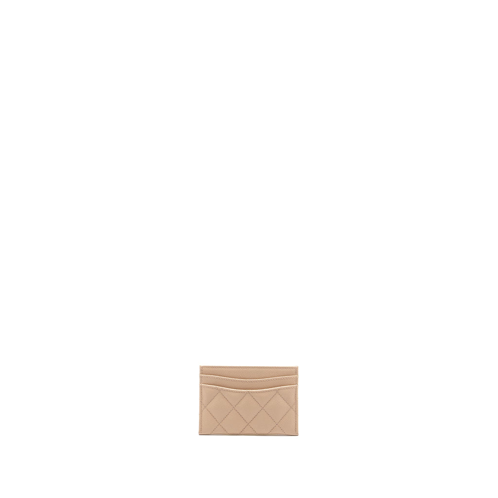 CHANEL CLASSIC CARD HOLDER CAVIAR LIGHT BEIGE LGHW
