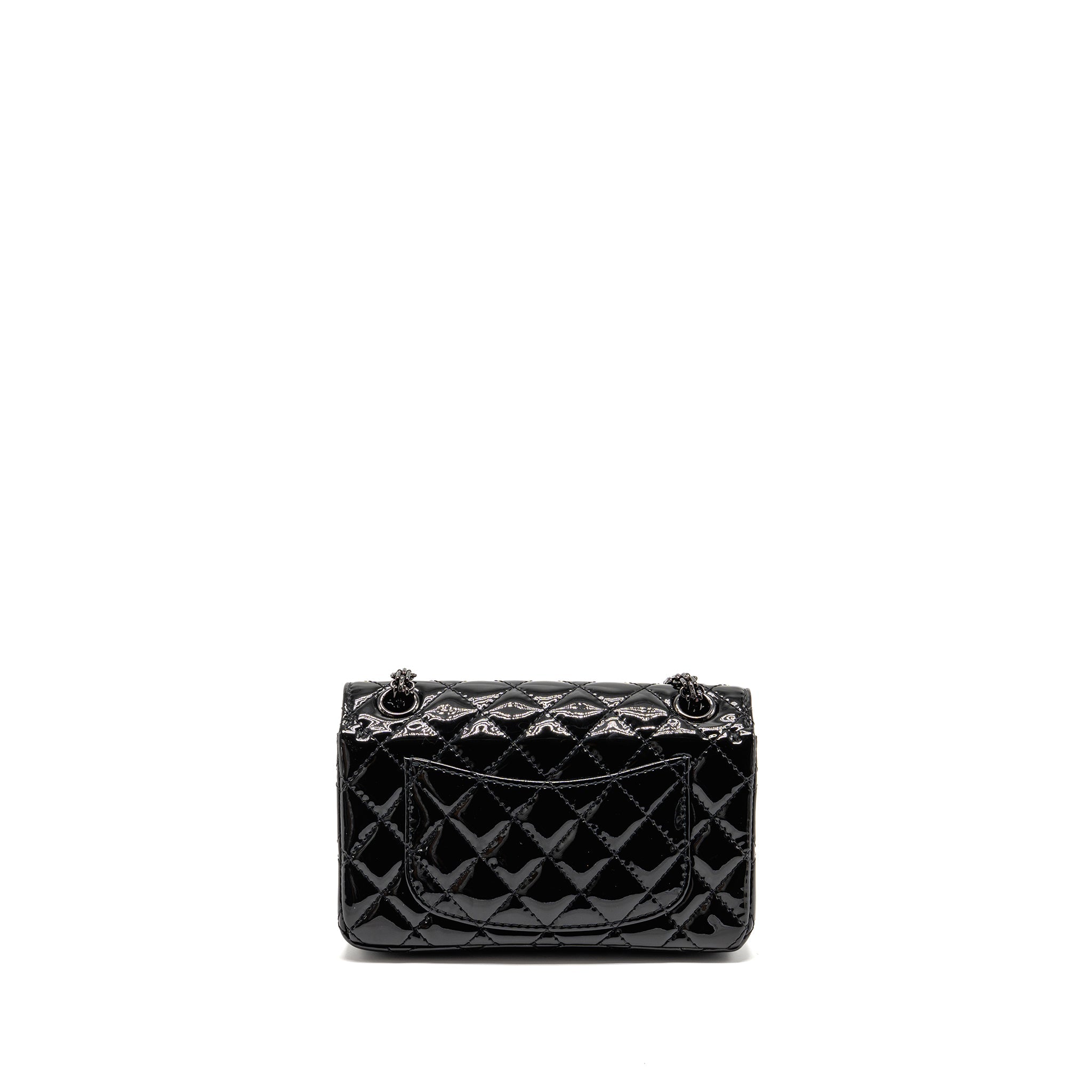 CHANEL MINI 2.55 REISSUE PATENT SO BLACK