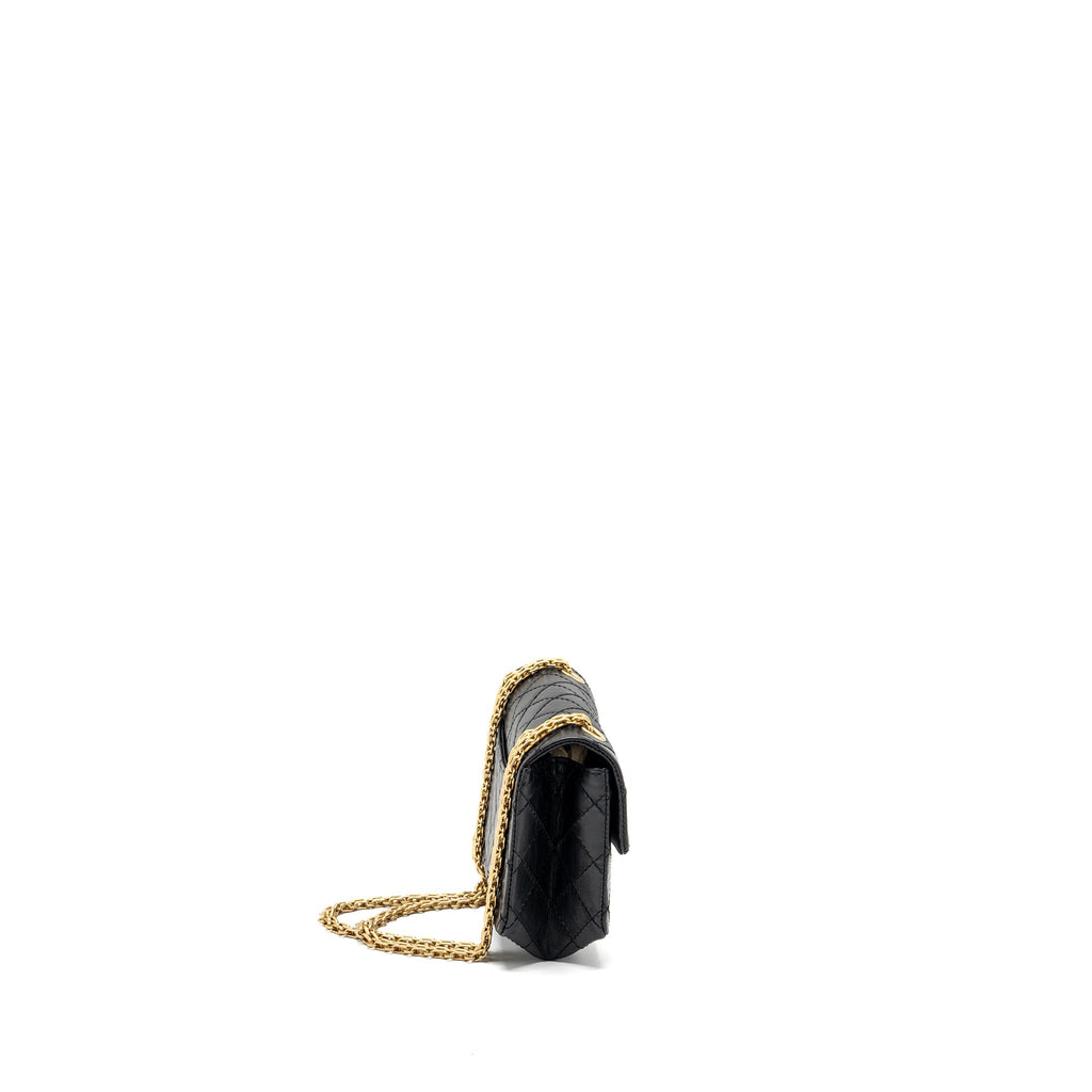 CHANEL MINI 2.55 REISSUE AGED CALFSKIN BLACK GHW (MICROCHIP)