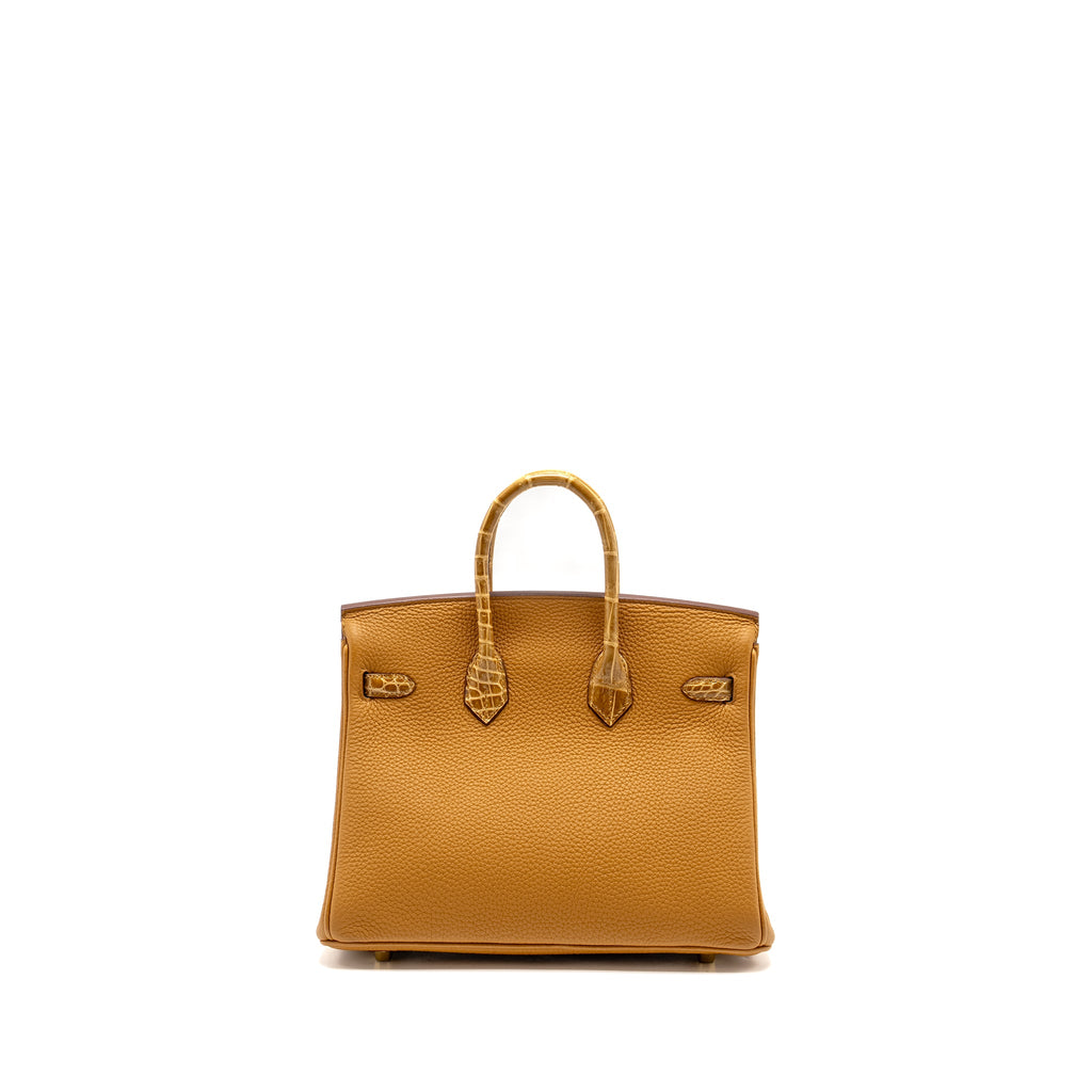 HERMES BIRKIN 25 TOUCH CROCODILE NILOTICUS/TOGO CARAMEL/TABAC CAMEL GHW
