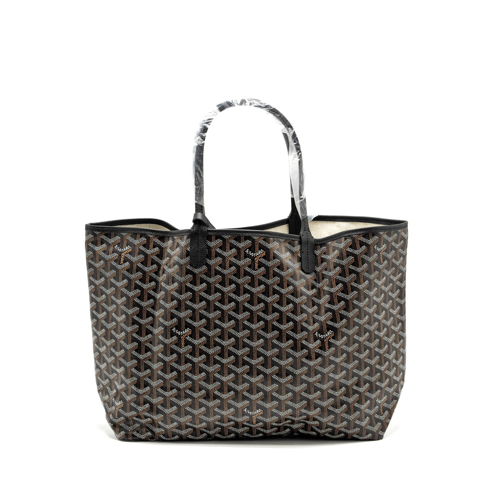 GOYARD SAINT LOUIS PM TOTE BAG GOYARDINE CANVAS/CALFSKIN BLACK SHW