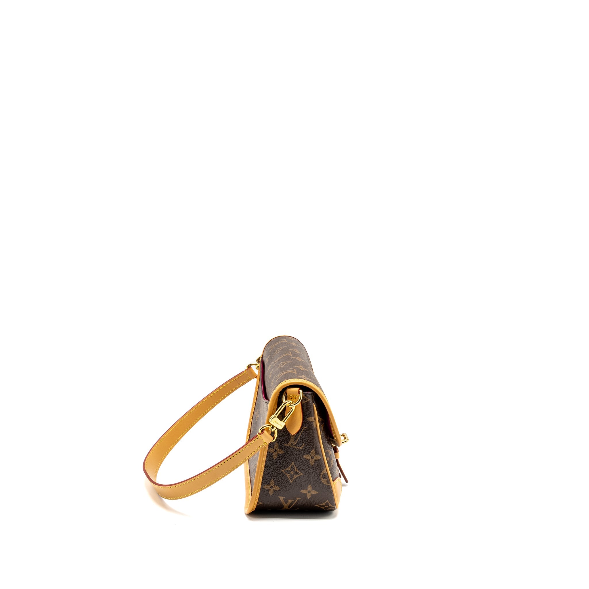 LOUIS VUITTON DIANE BAG WITH FUCHSIA STRAP MONOGRAM CANVAS GHW