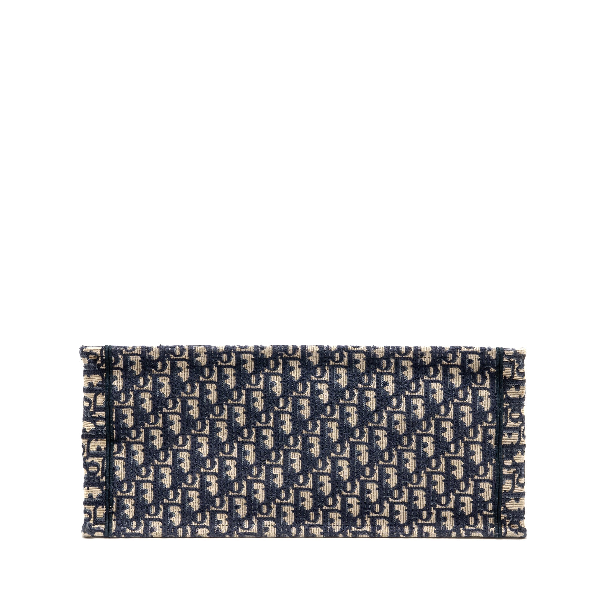 DIOR LARGE BOOK TOTE OBLIQUE EMBROIDERY ECRU/BLUE