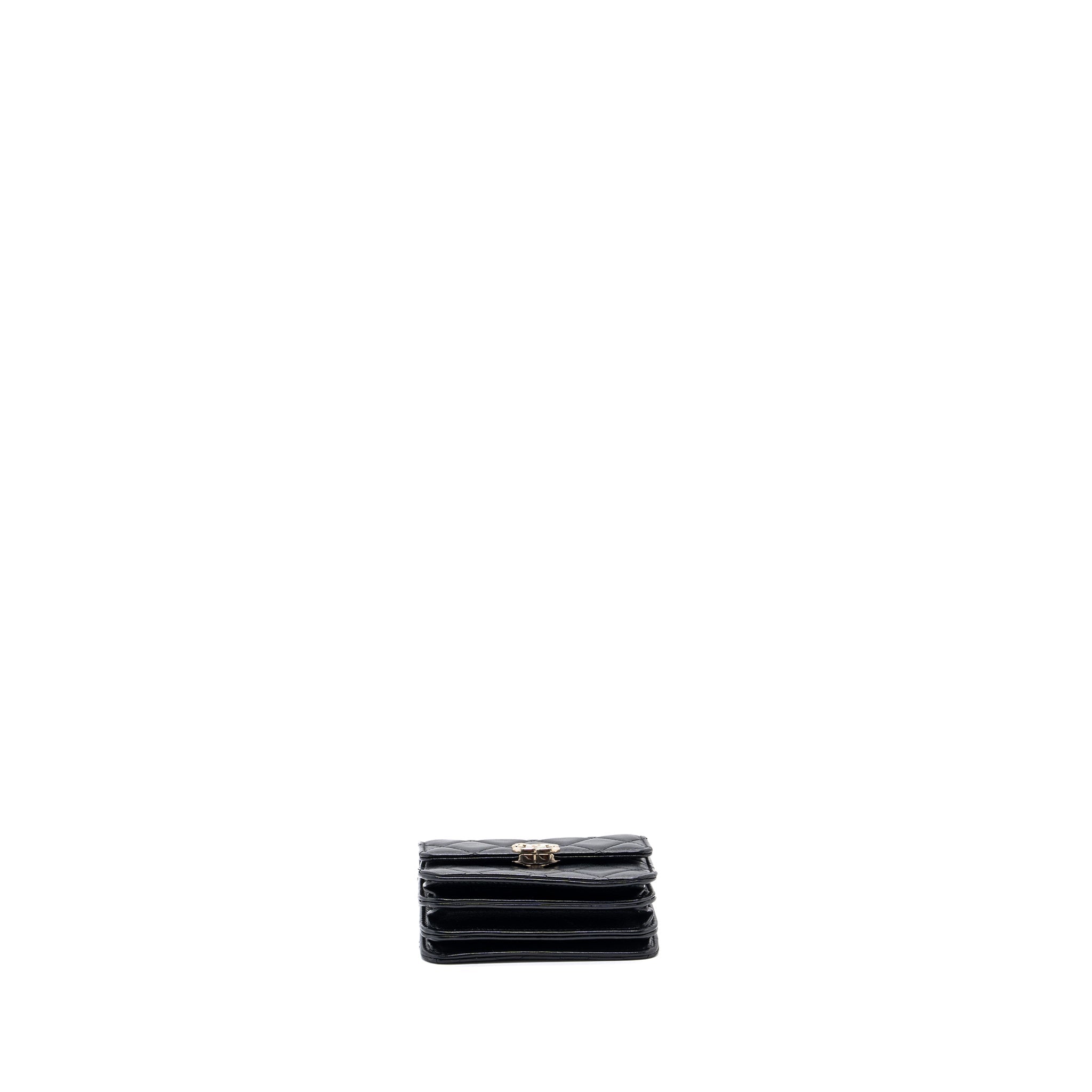 CHANEL TOP HANDLE MINI FLAP BAG WITH CHAIN LAMBSKIN BLACK LGHW (MICROCHIP)