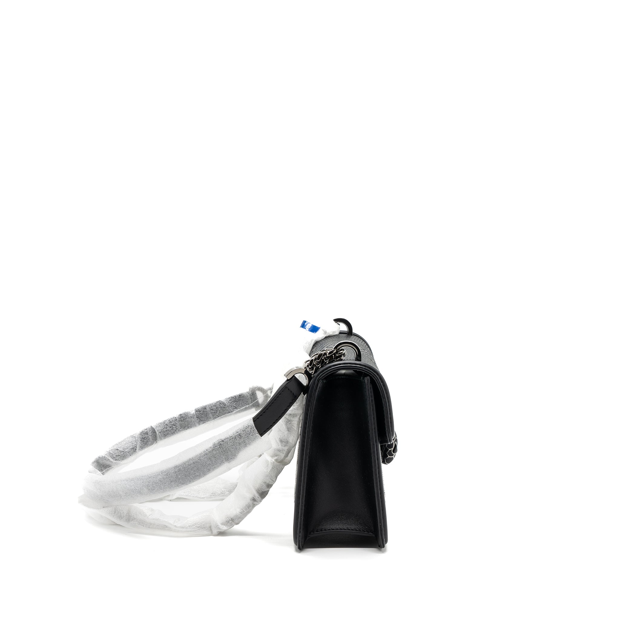 BVLGARI SERPENTI FOREVER FLAP BAG CALFSKIN BLACK RUTHENIUM HARDWARE