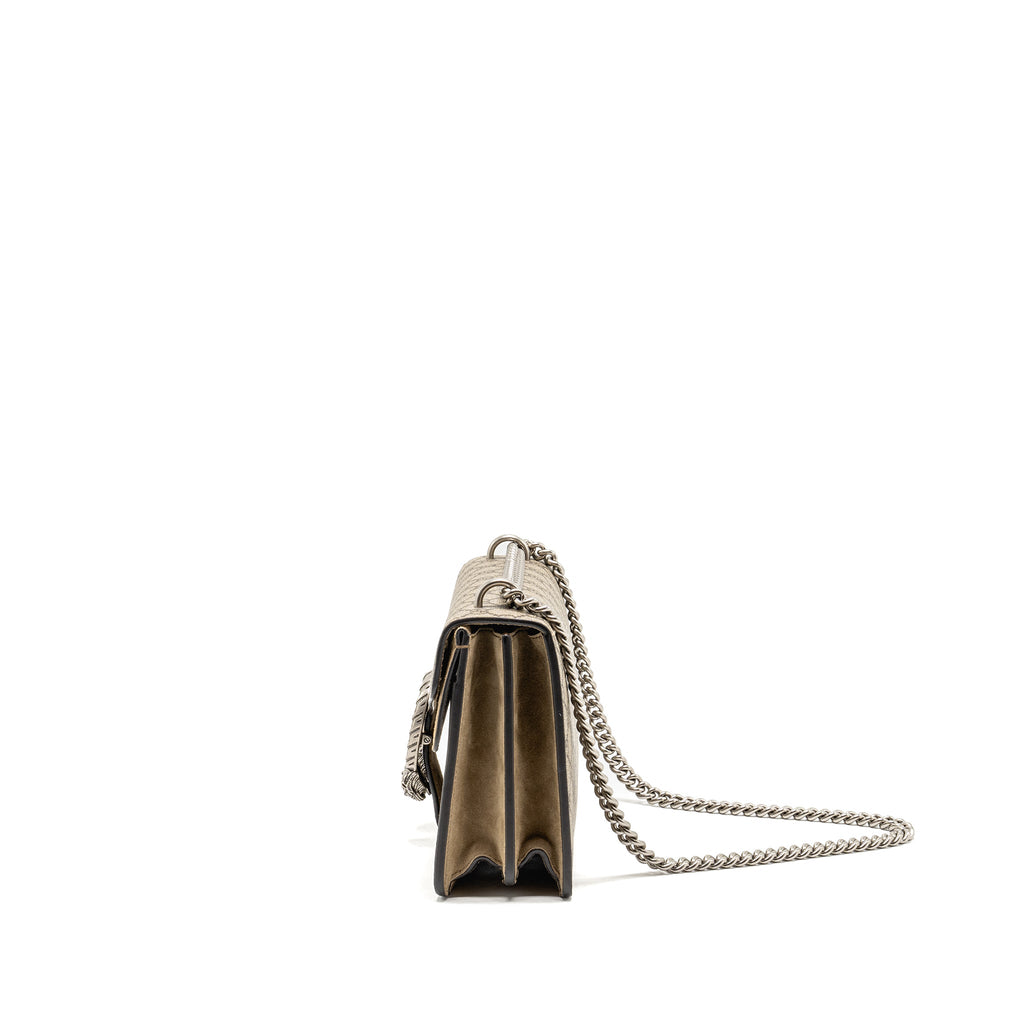 GUCCI DIONYSUS FLAP BAG SUEDE LEATHER / CANVAS BEIGE SHW