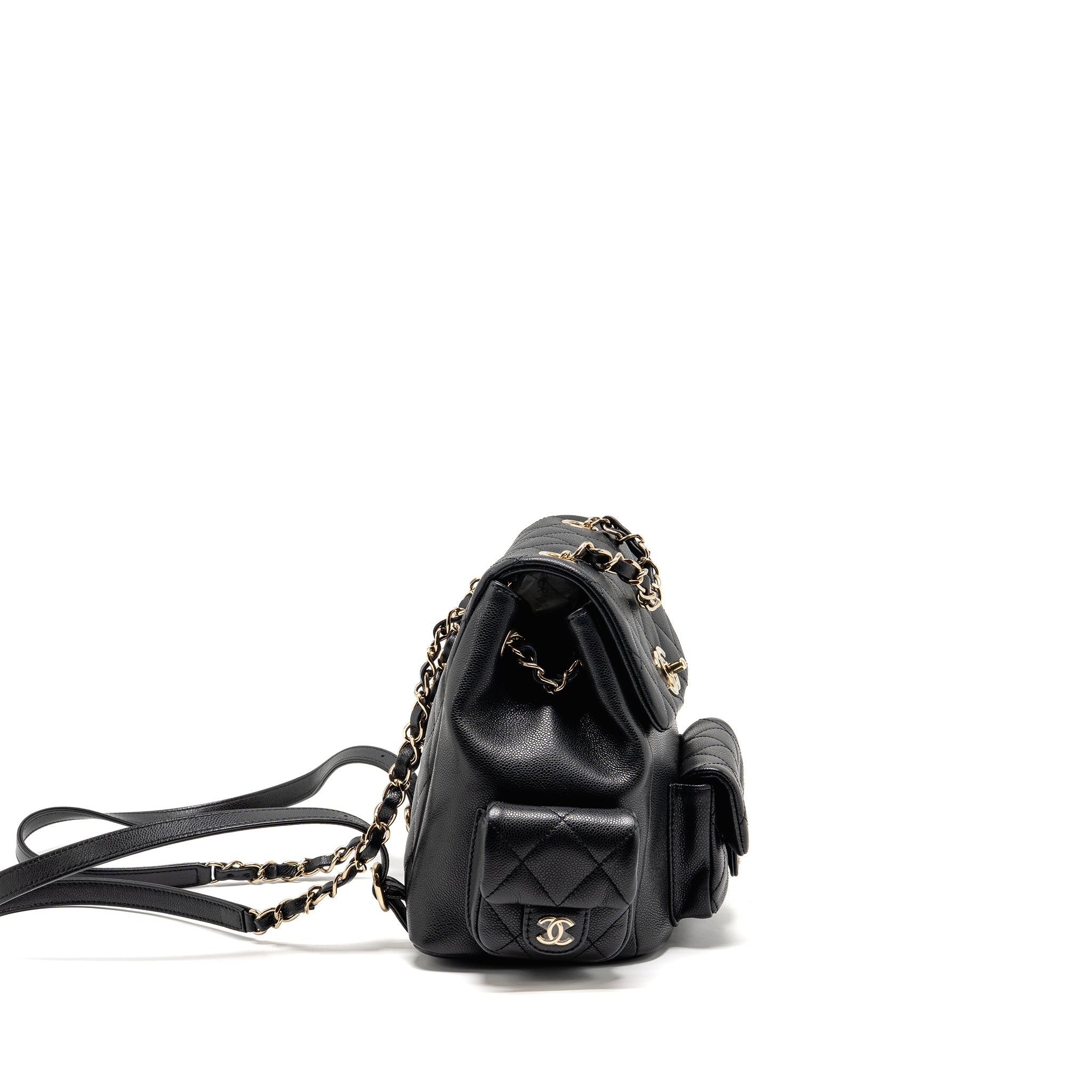 CHANEL TRIPLE POCKET BACKPACK CAVIAR BLACK LGHW (MICROCHIP)