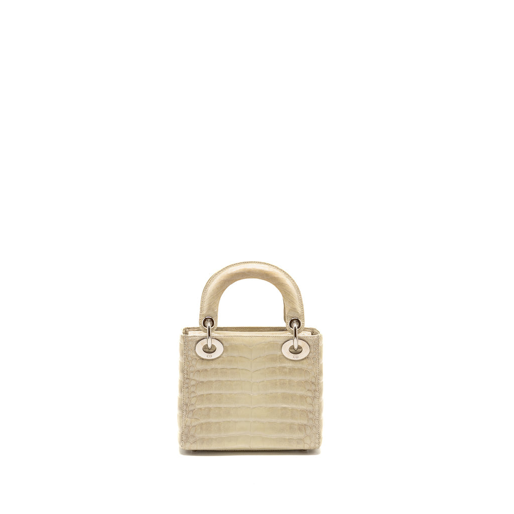DIOR MINI LADY DIOR HIMALAYAN CROCODILE WHITE SHW