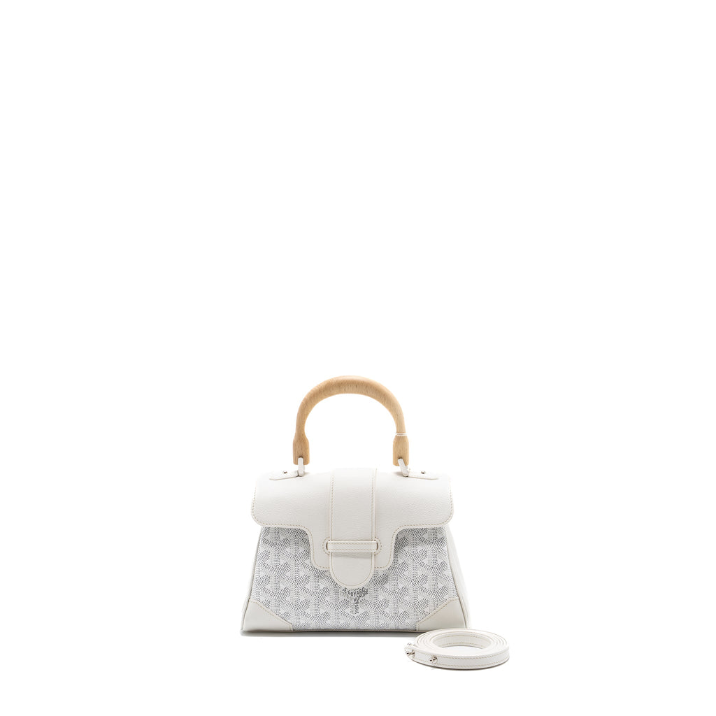 GOYARD MINI SAIGON CANVAS/ CALFSKIN WHITE SHW