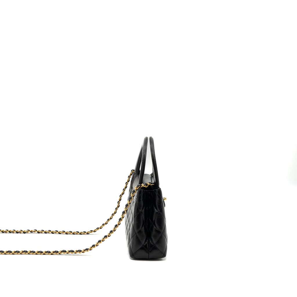 CHANEL 23K MINI SHOPPING BAG CALFSKIN BLACK BRUSHED GHW(MICROCHIP)