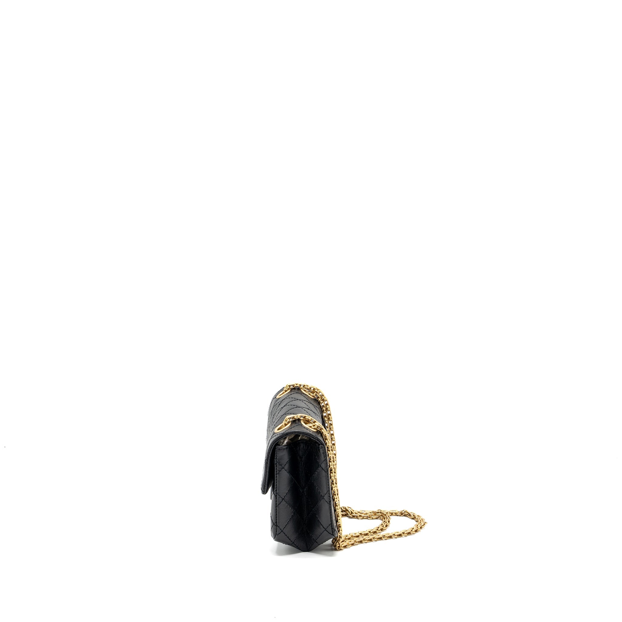 CHANEL MINI 2.55 REISSUE AGED CALFSKIN BLACK GHW (MICROCHIP)