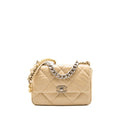 CHANEL LARGE 19 BAG LAMBSKIN LIGHT BEIGE MULTICOLOUR HARDWARE (MICROCHIP)