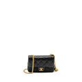 CHANEL COCO LOVE MINI FLAP BAG WITH ADJUSTABLE CHAIN CAVIAR BLACK GHW (MICROCHIP)